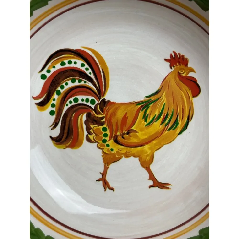 Williams Sonoma Tuscan Rooster serving bowls 9.75” ruffled rim hand painted set